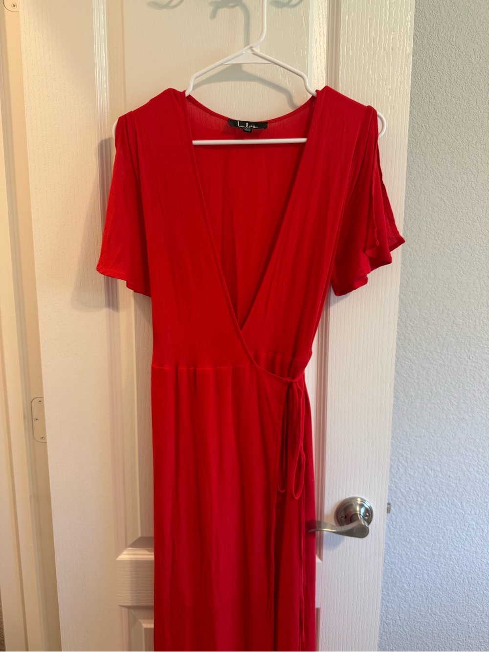 Lulu's Much Obliged Red Wrap Maxi Dress